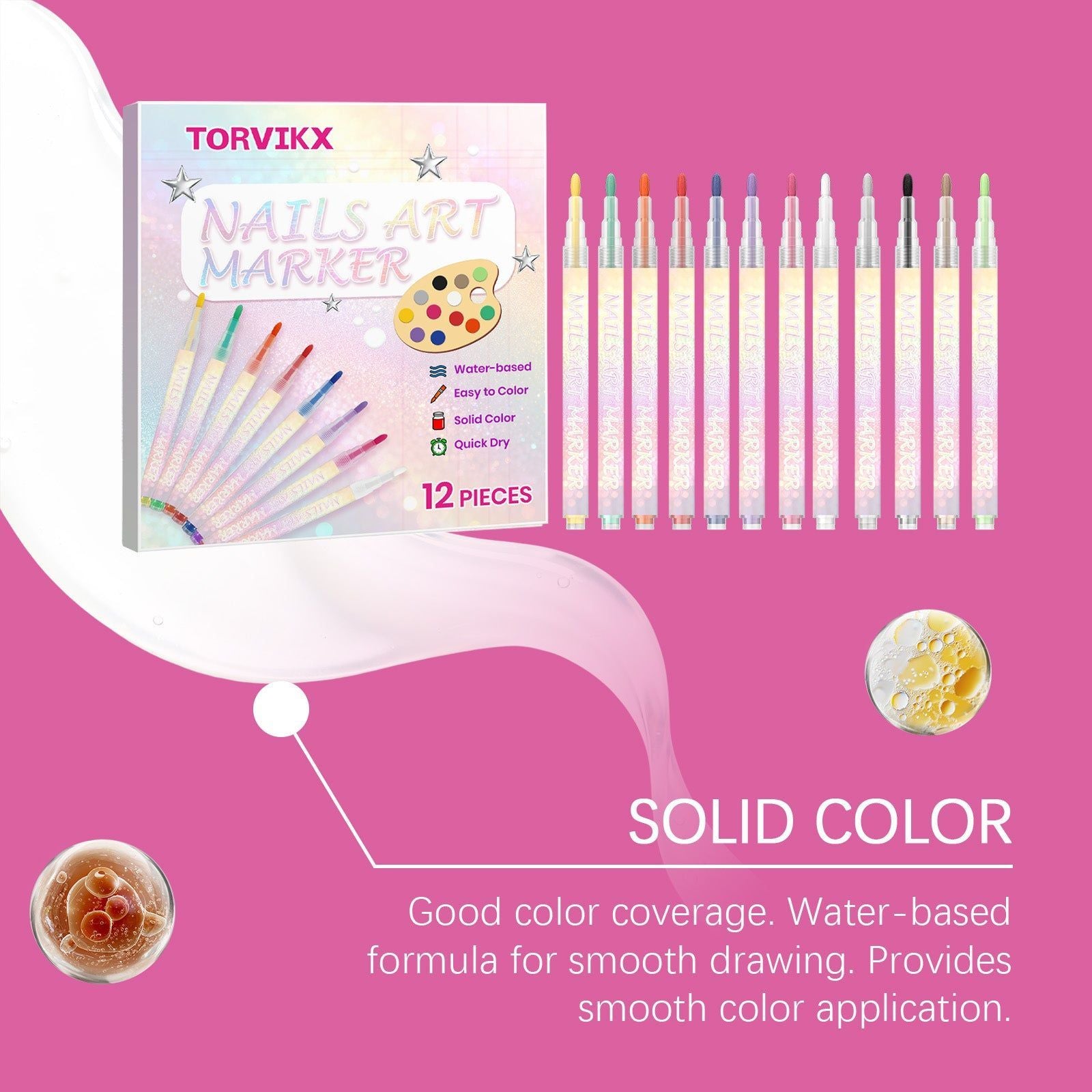 Bright Colorful Nail Art Graffiti Pens, Easy to Use, Waterproof, Perfect for DIY Nails ,12pieces