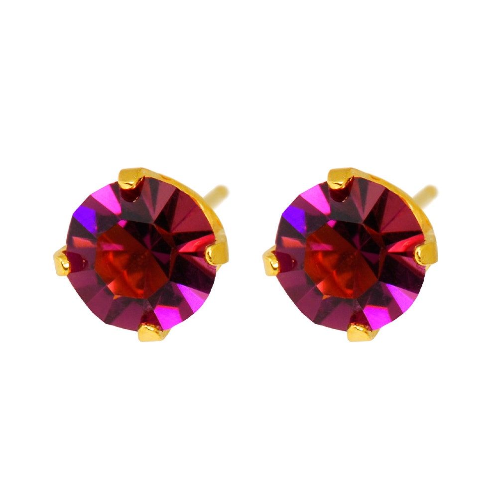 Caflon Fashion Sense Gold Plated, Amethyst Tiffany Earring, 5mm