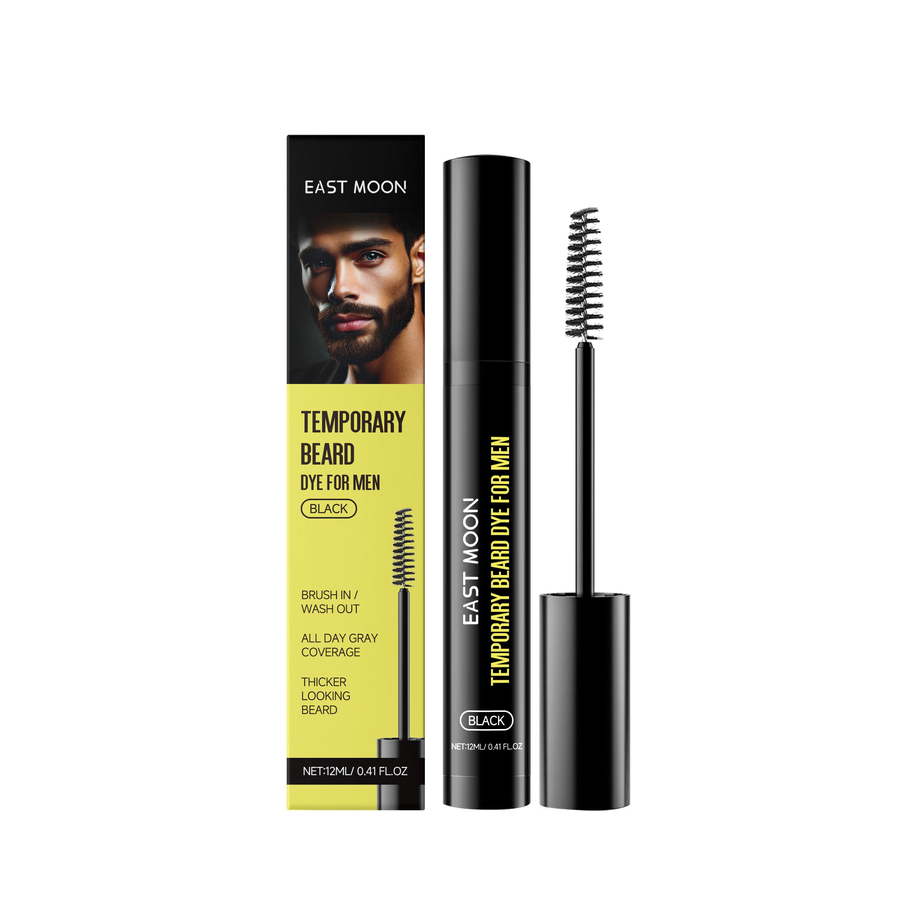 Black Beard Dye for Men, Natural, Long-Lasting, Moisturizing, Beard Care ,12ml