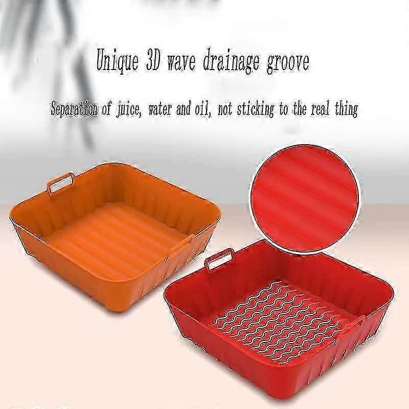 2pcs Square Air Fryer Silicone Pot, Reusable Silicone Air Fryer Liners Fit For 4 To 7 Qt, Air Fryer Accessories