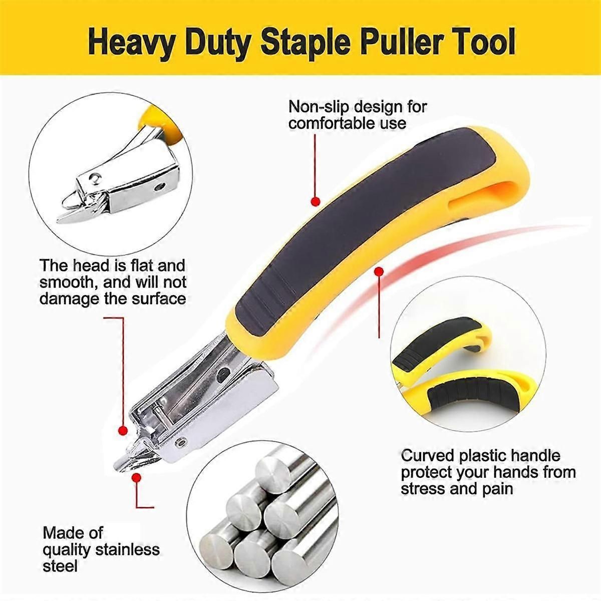 3-Piece Heavy Duty Staple Remover Ergonomic Upholstery Tool With Lever