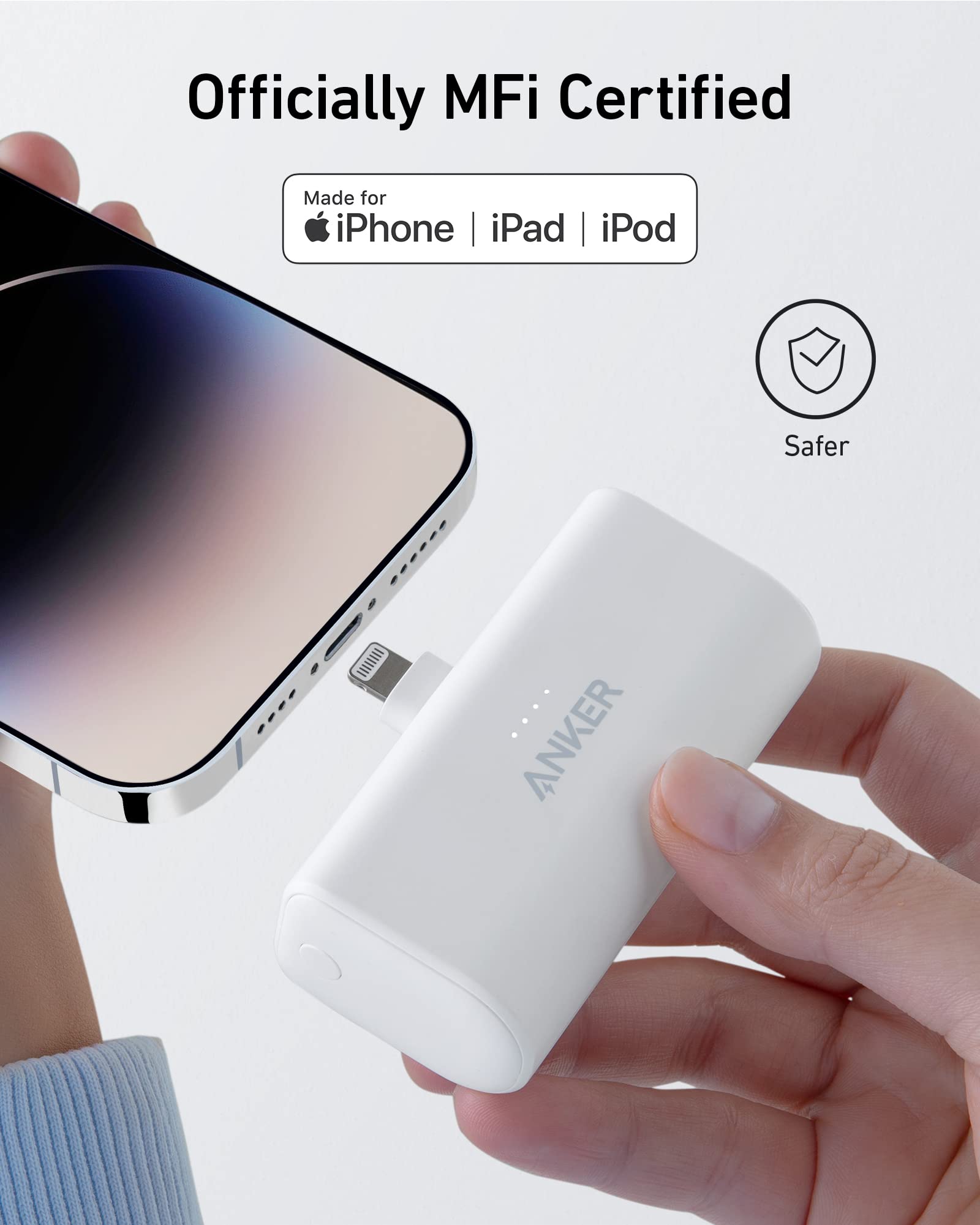 Anker 621 PowerCore 5000mAh Power Bank with Built-In Lightning Connector, 12W, Foldable, Portable Charger