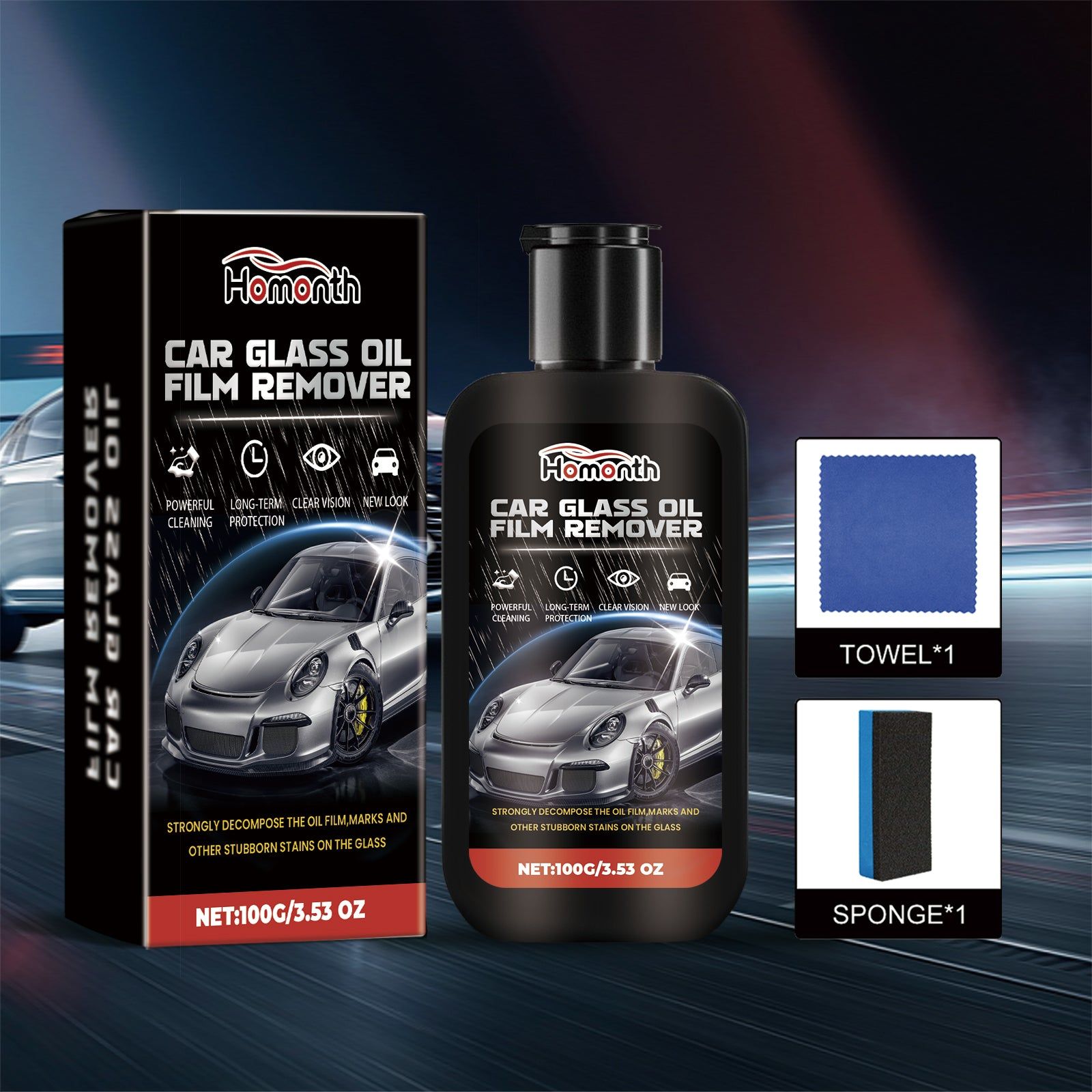 Automotive Glass Coating Paste, Cleaning and Decontamination, Waterproof, Rainproof, Windshield Cleaner ,1set
