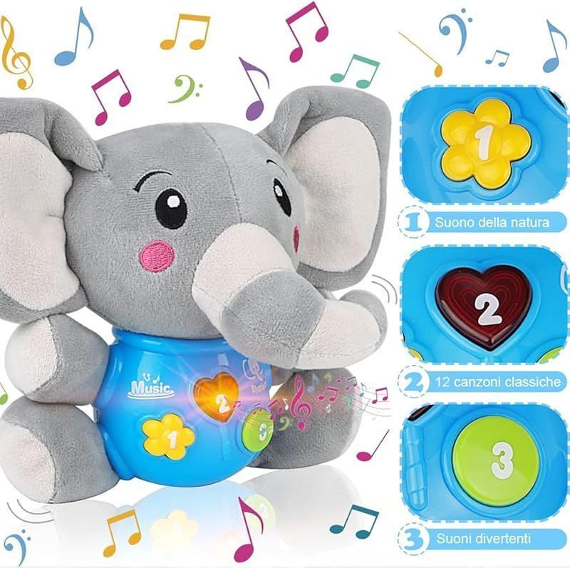Baby Toy Plush Elephant Doll with Sounds Lights For Babies 6 Months