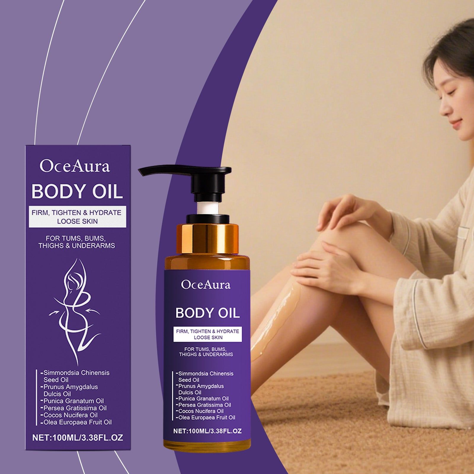Body Oil, Natural Moisturizer, Hydrating Skin Care, Daily Body Oil, Gentle Massage, Soft & Smooth Skin ,100ml