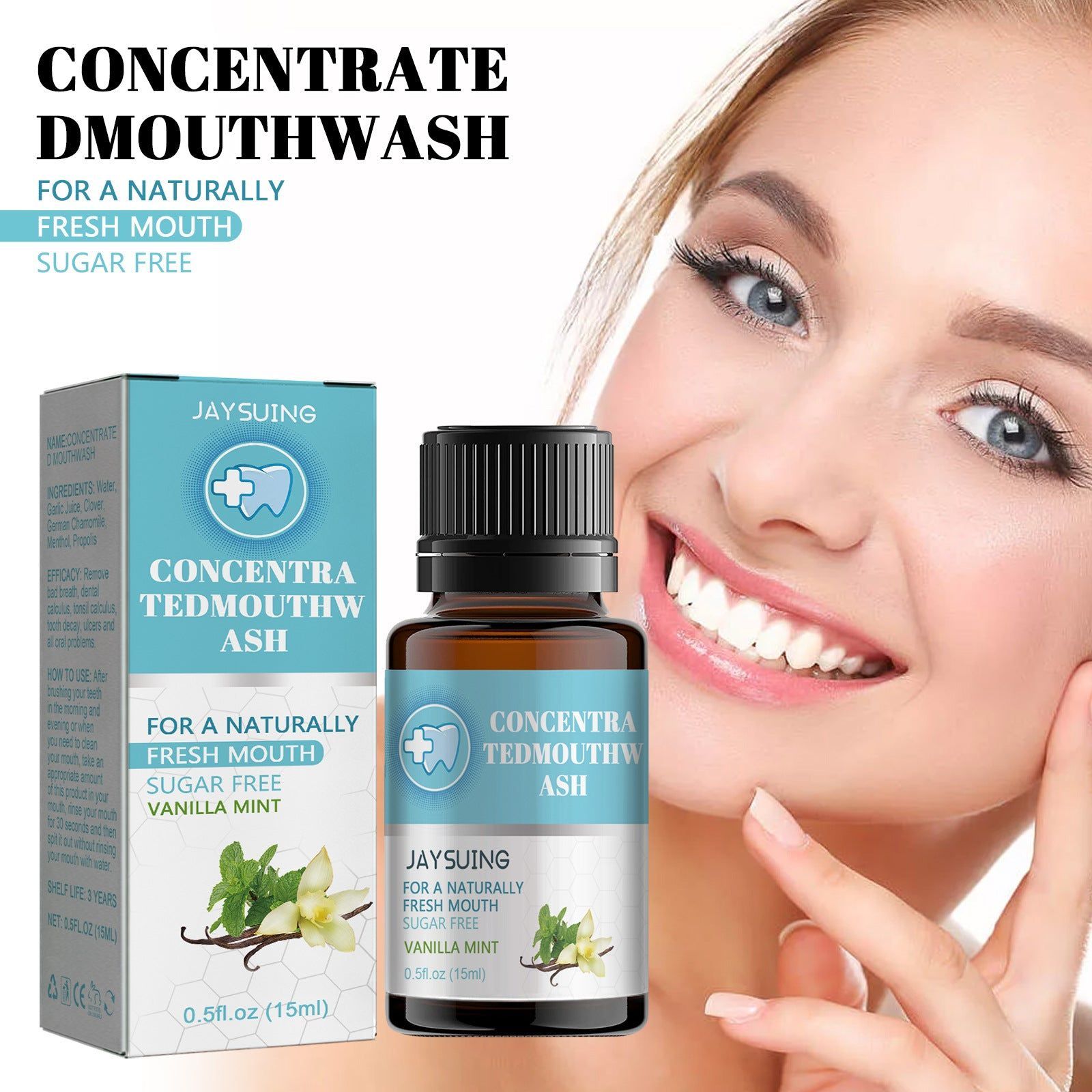 Concentra Tedmouthwash, Fresh Breath, Natural Oral Care, Remove Stains, Fight Bad Breath ,15ml