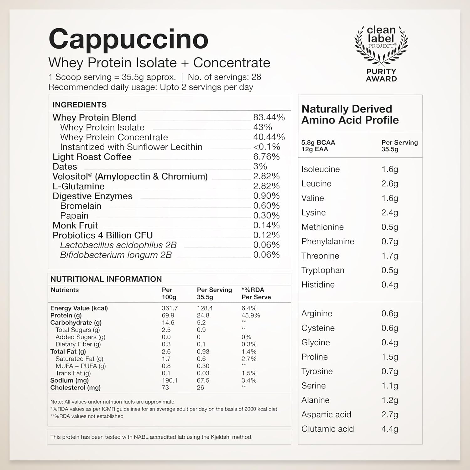 Wellbeing Nutrition Whey Protein Blend Swiss Cappuccino 1kg