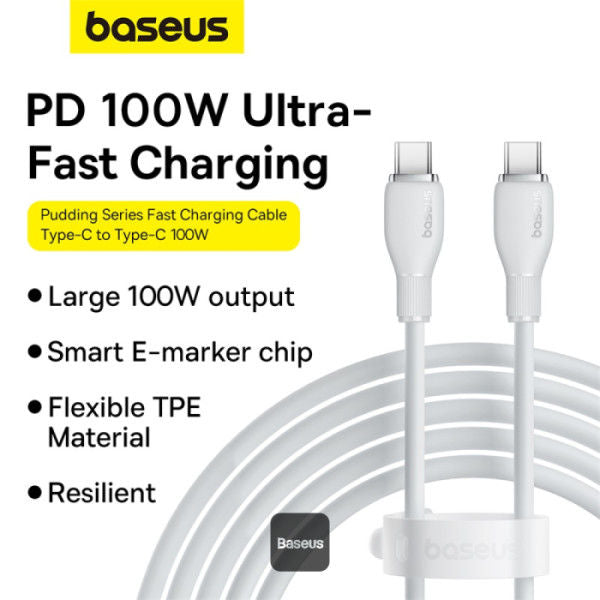 Baseus Pudding Series Fast Charging Cable Type-C to Type-C 100W, 1.2M