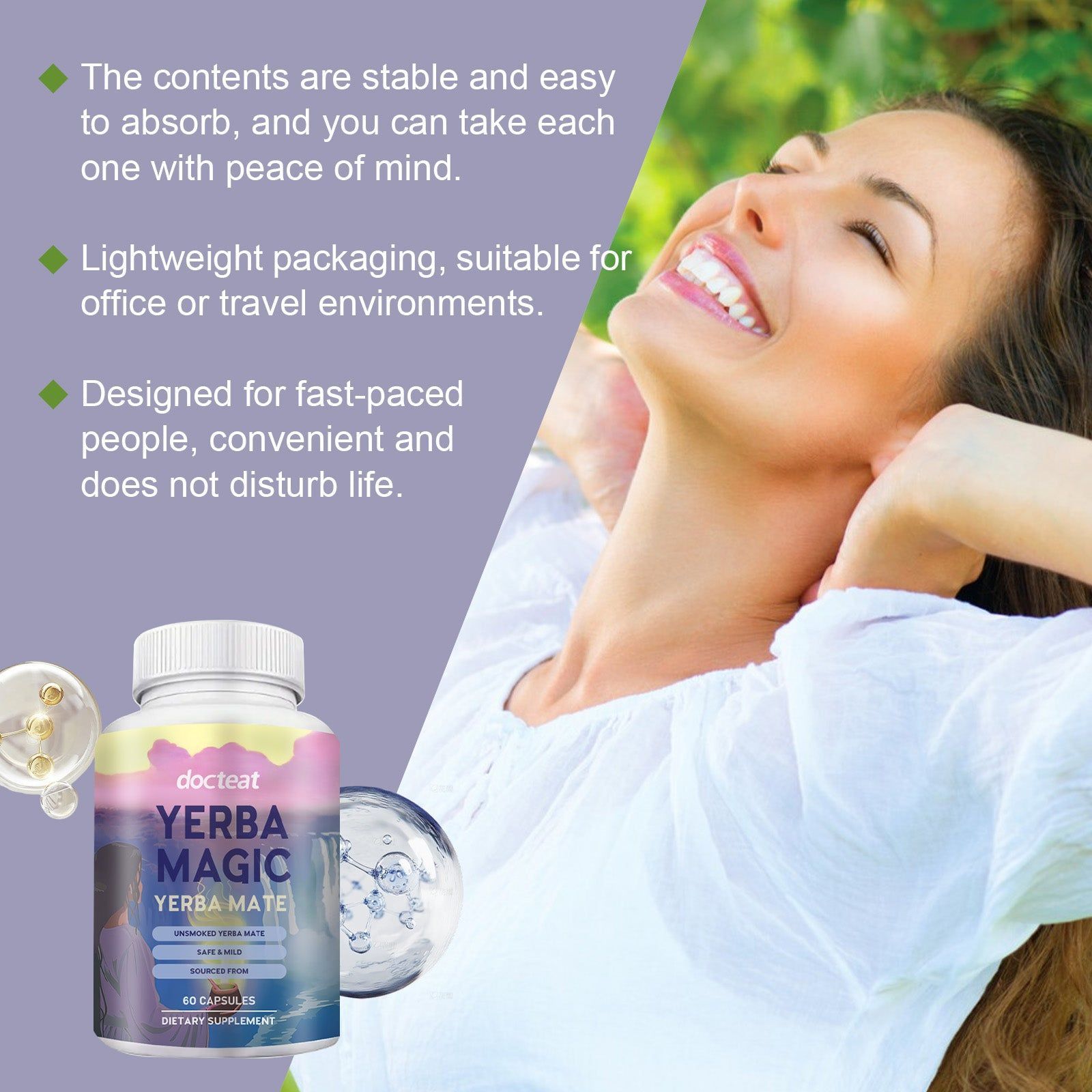 Boost Energy and Body Care with Yerba Mate Capsules, Natural Focus Support ,60pcs
