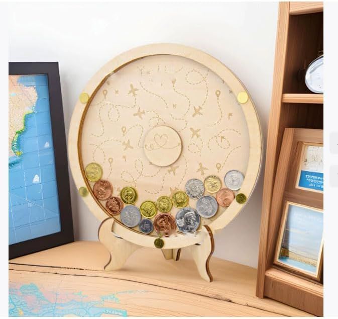 Coin Display Wooden Rack Travel Gift Money Bank Collectors Currency Dollar Collection Rack