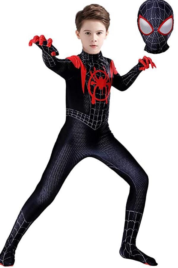 Kids Miles Morales Costume Spiderman Cosplay Jumpsuit Halloween Cosplay Suit