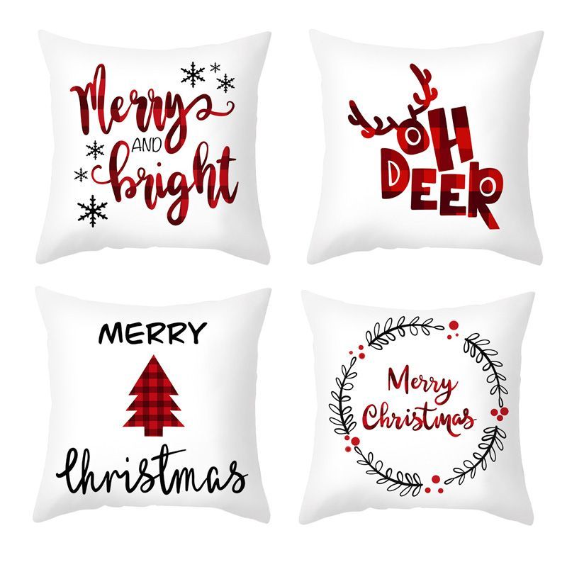 4pcs Christmas Pillow Cases Merry Christmas Throw Cushion Covers Holiday Decoration