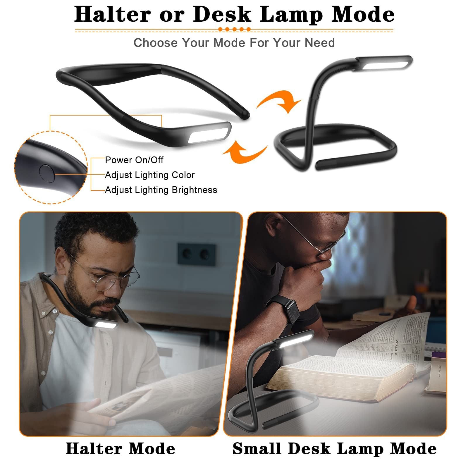 Neck Reading Lamp Portable Hands Free LED Book Lights For Reading In Bed