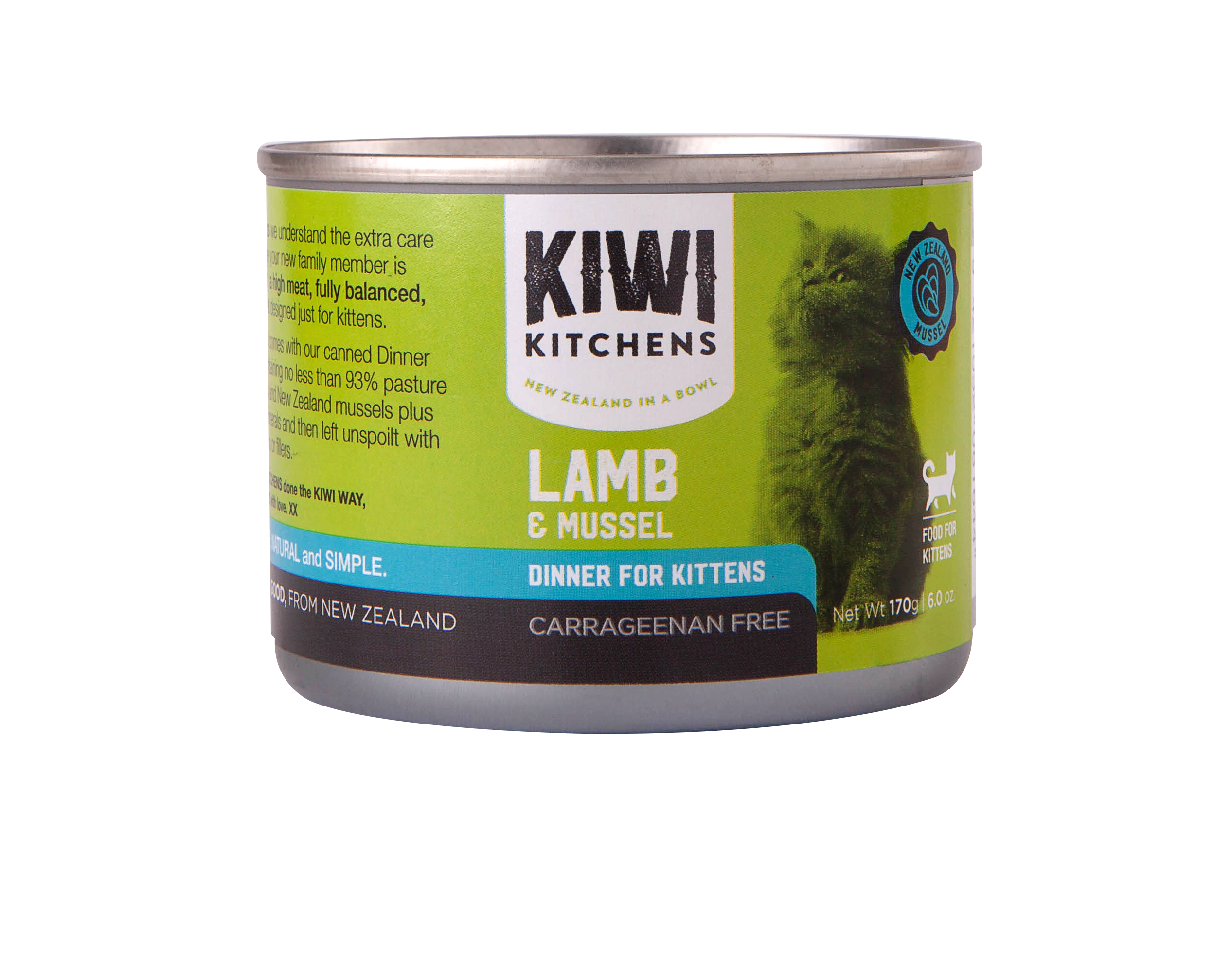 Kiwi Kitchens Lamb & Mussel Dinner Canned Wet Kitten Food-170g