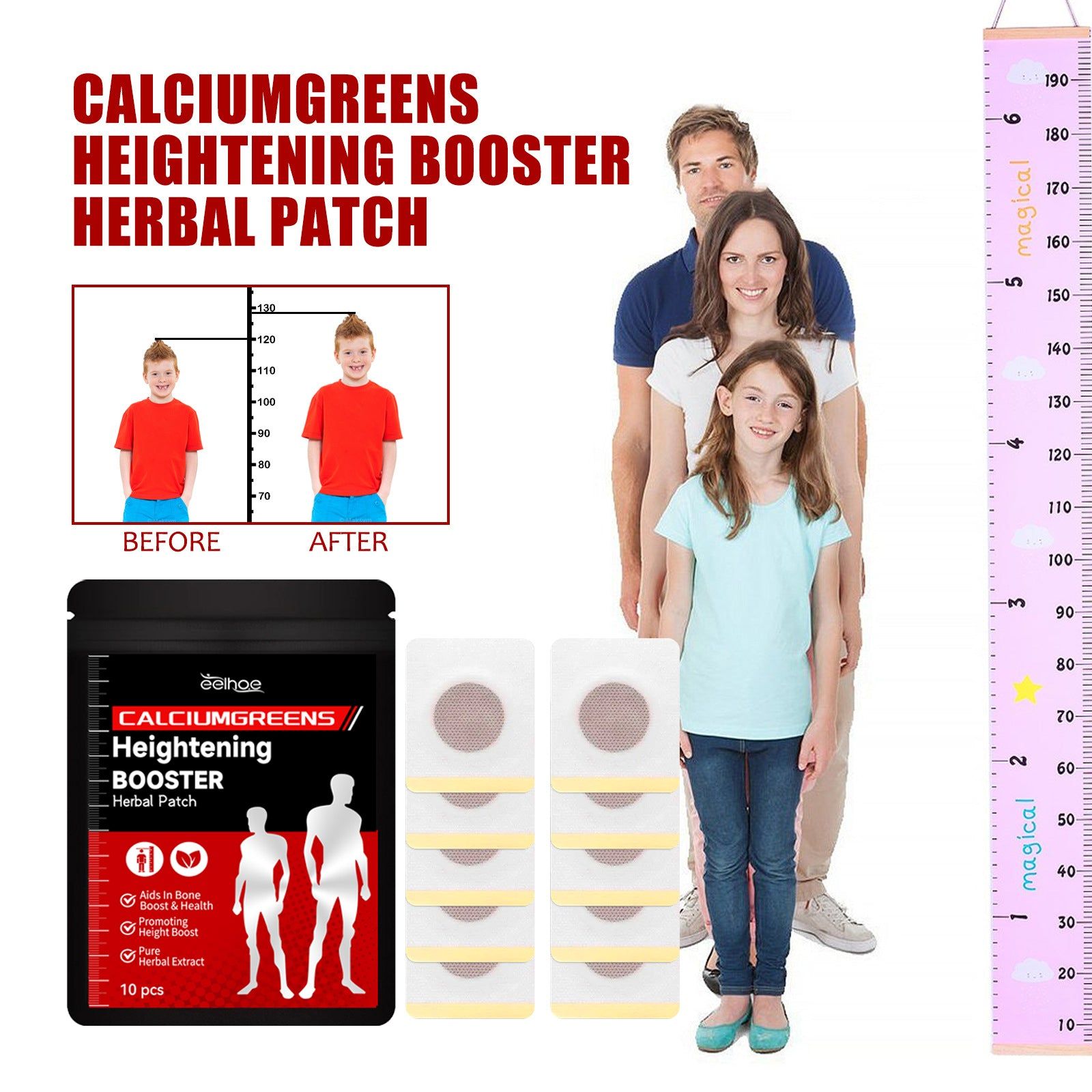 Herbal Height Boost Patch for Teenagers, Kids, Growth Support, Sleep Aid ,10pcs
