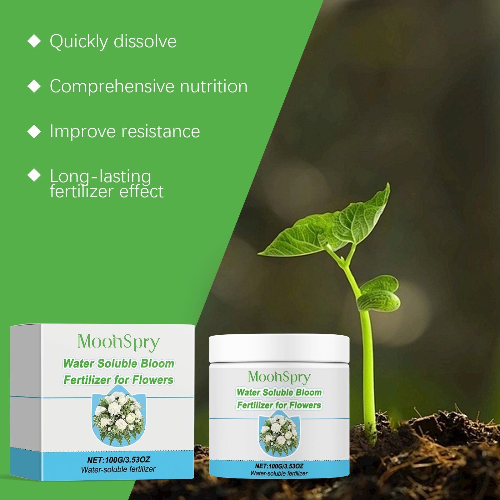 Boost Plant Nutrition, Water-Soluble Flower Fertilizer for Lush Growth and Bloom ,100g