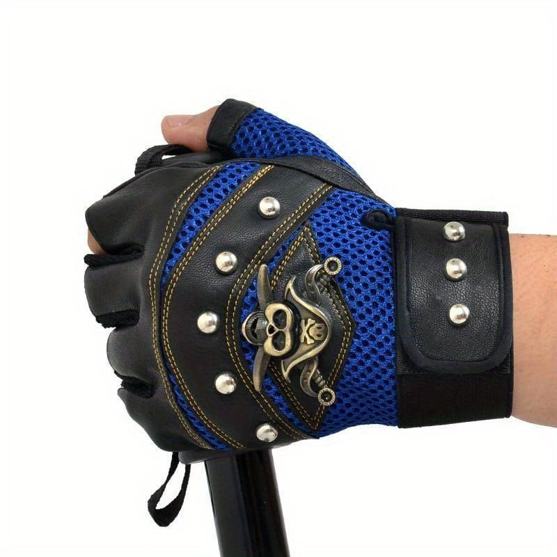 Men Motorcycle Riding Gloves Steampunk Gothic Gloves Vintage Fingerless Mittens