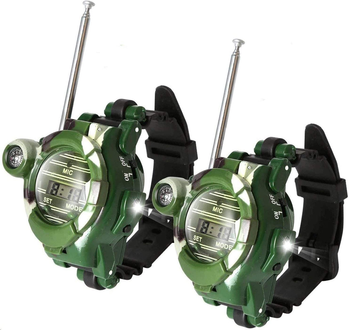 2Pcs Walkie Talkie 7 in 1 Kids Spy Devices Watch Set With Flashlight For Outdoor