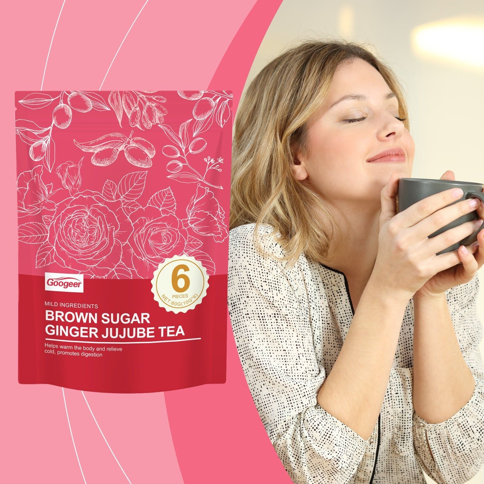 Brown Sugar Ginger Rose Tea Body Care, Relaxing Warmth, Natural Wellness ,60g
