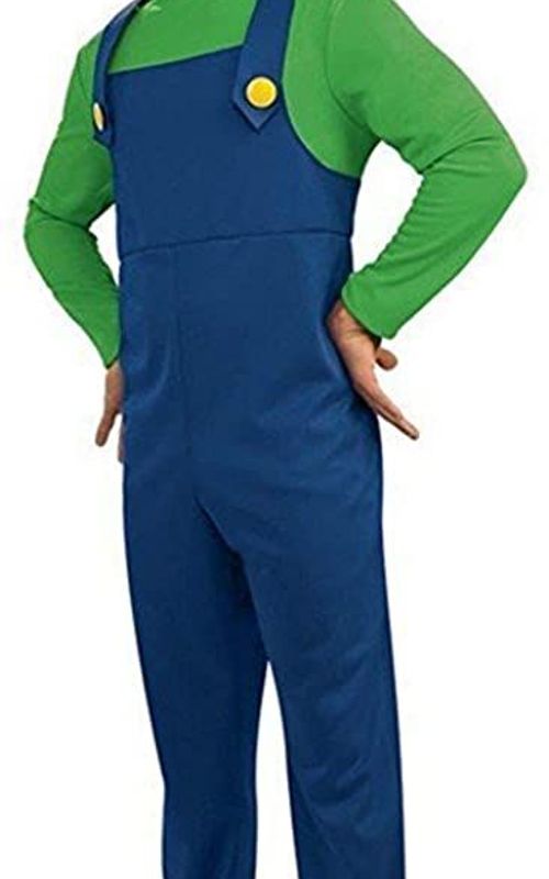 Super Mario Costume Halloween Luigi Brothers Plumber Jumpsuit Cosplay Suit For Adult Kids