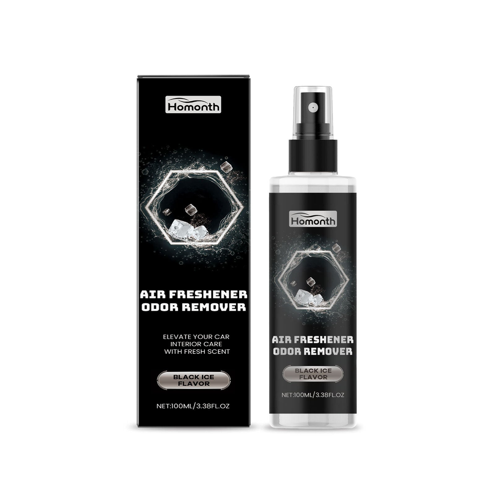 Black Ice Car Air Freshener, Long-lasting Fresh Air, Deodorizer, Easy Spray ,100ml