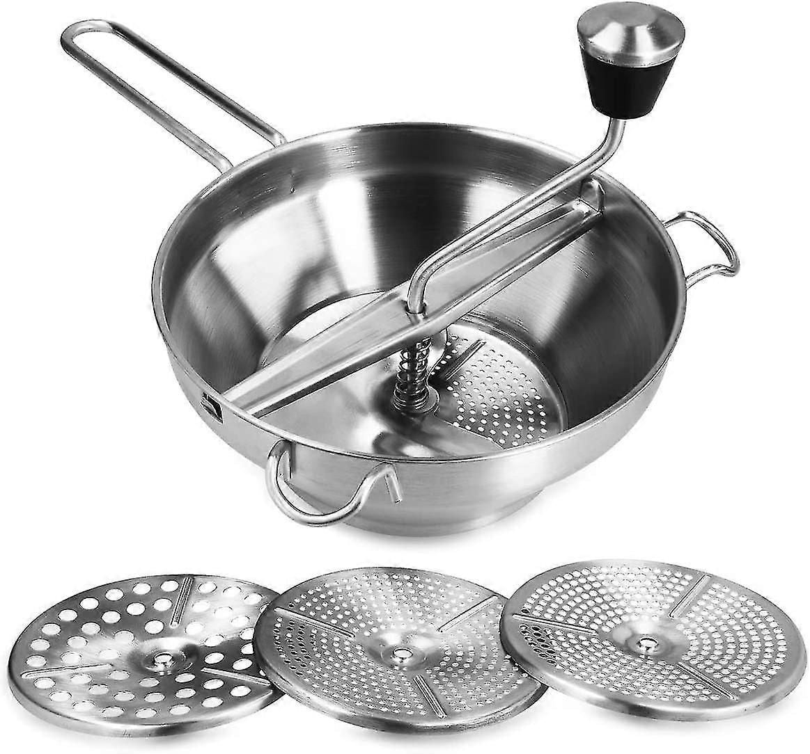 Stainless Steel Food Mill With 3 Sieve Inserts for Soups and Sauces