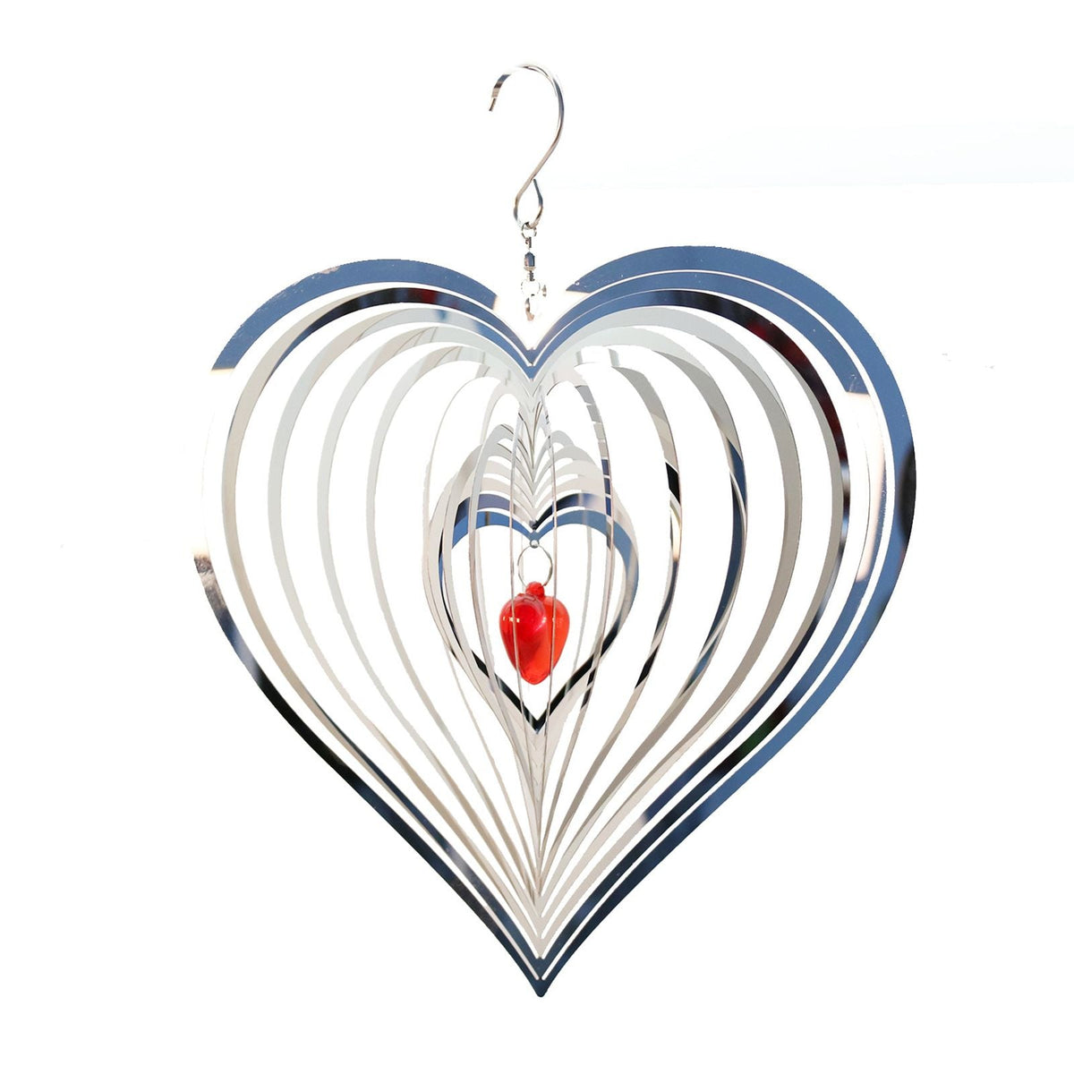 3D Stainless Steel Wind Chimes Heart Shaped Metal Wind Bell Windmills Ornaments