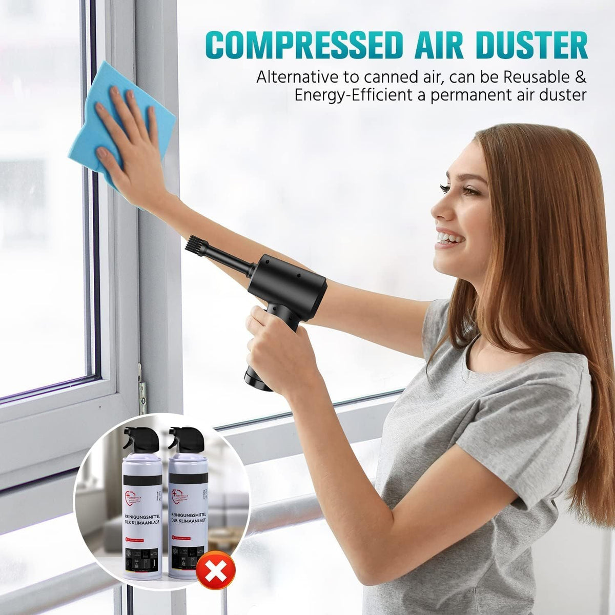 Compressed Air Duster Electric Rechargeable Cordless Air Blower for Car Computer Keyboard