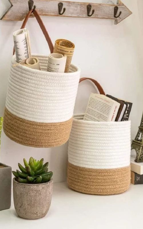 AIESY® 2pcs Modern Home Handcrafted Decor Baskets for Plantation