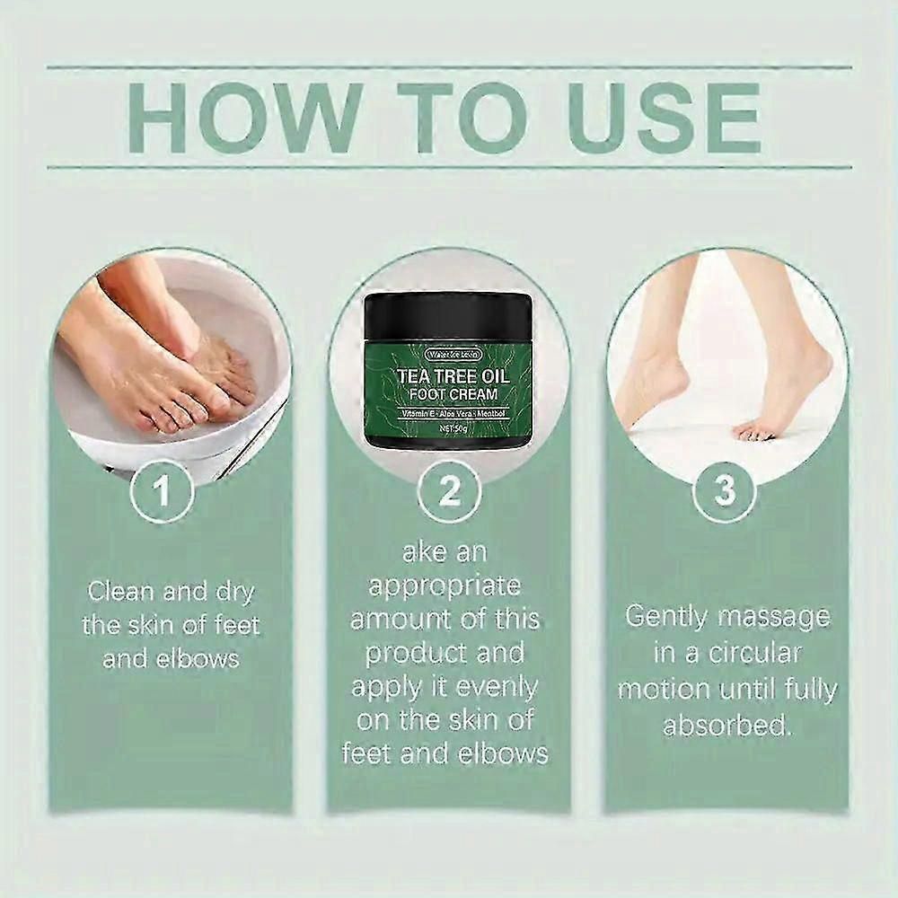 2PCS Tea Tree Oil Foot Cream for Dry Cracked Feet - Calluses, Dry Cracked Feet, Hands, Heels, Elbow, Nails, and Knees - Softens & Moisturizes Skin