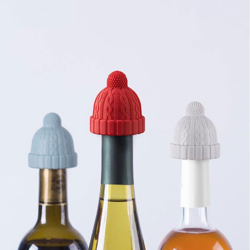 3pcs Silicone Bottle Stopper Beanie Cap Decorative Bottle Plug Cork Replacement For Wine Beverage
