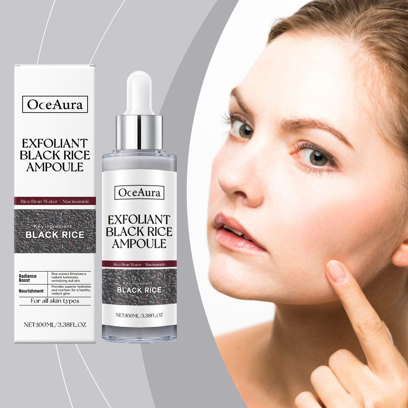 Black Rice Brightening Facial Cleanser, Exfoliating & Moisturizing, Gentle Skin Care for Dry, Oily, Sensitive Skin ,100ml
