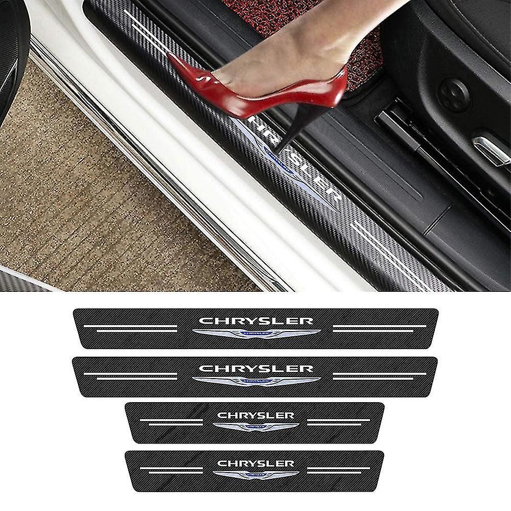 4pcs Car Scuff Plate Door Threshold Sill Stickers For Chrysler 300c 300 Pacifica 200 Sebring Pt Cruiser Car Styling Logo Cover