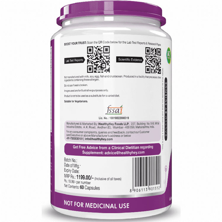 HealthyHey Calcium with Magnesium, Vitamin D3 & Vitamin K2- Mk7 - BoneMax - Bone Health Complex -120 Vegetable Capsules