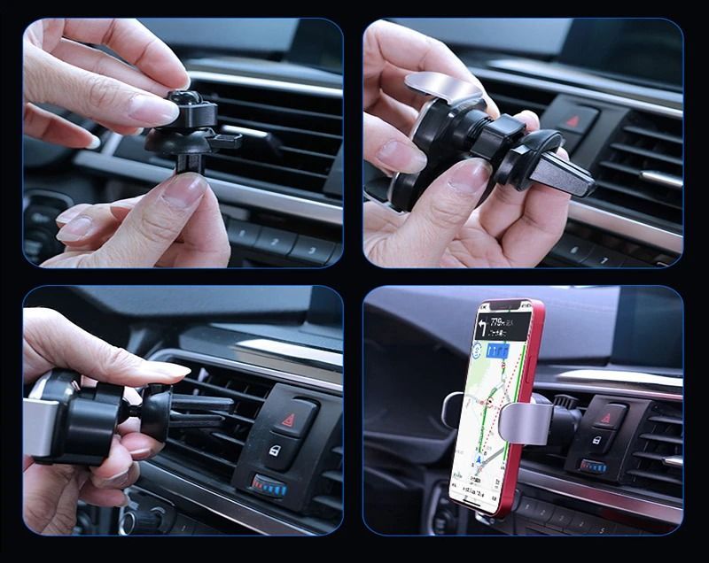 D7 Electric Phone Holder Mini Metal Automatic Locking Air Vent Phone Bracket For Car