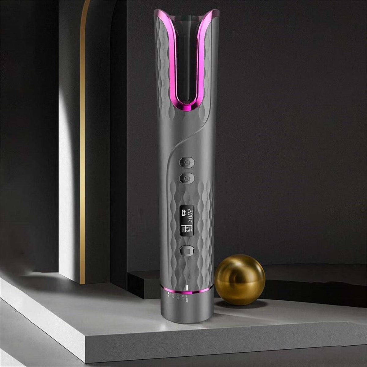 Automatic Hair Curler Cordless Curling Rotating Wand With LCD Display For Styling