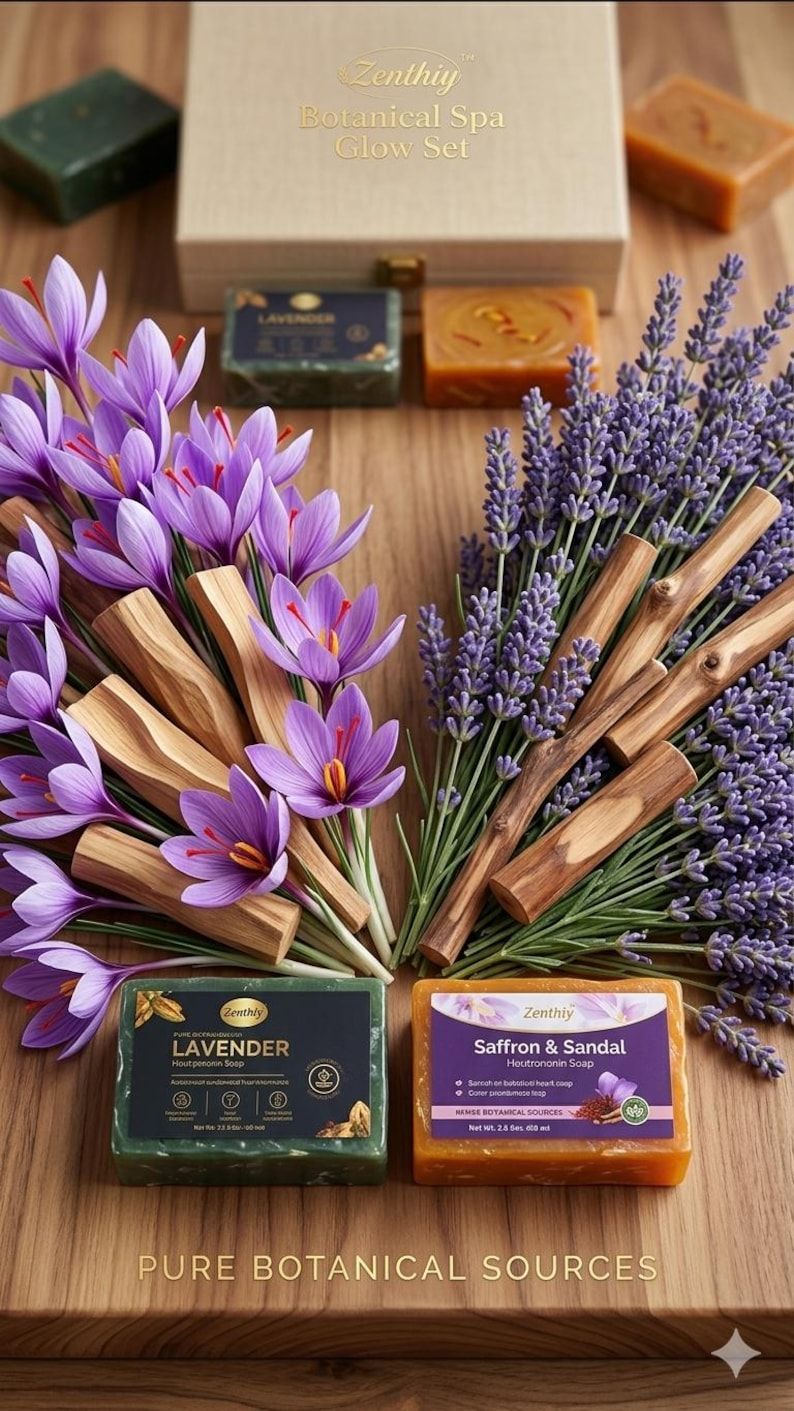 Trustmeds Morning & Night Saffron Sandalwood Lavender Soap Set