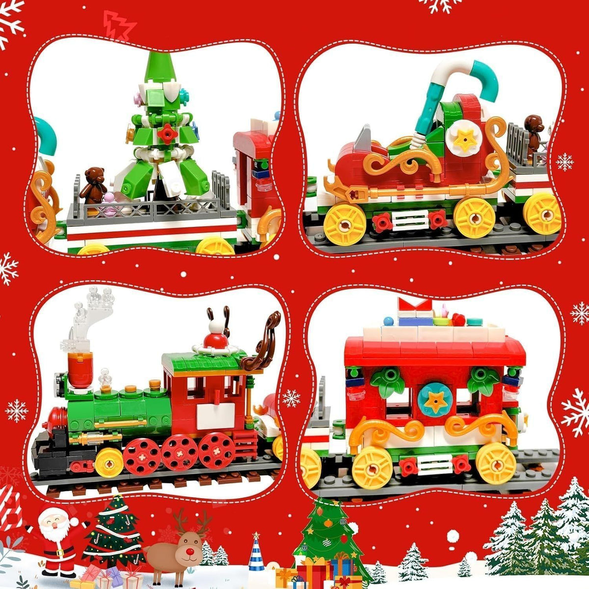 2025 Advent Calendar Christmas Train Building Blocks Set Holiday Building Toy