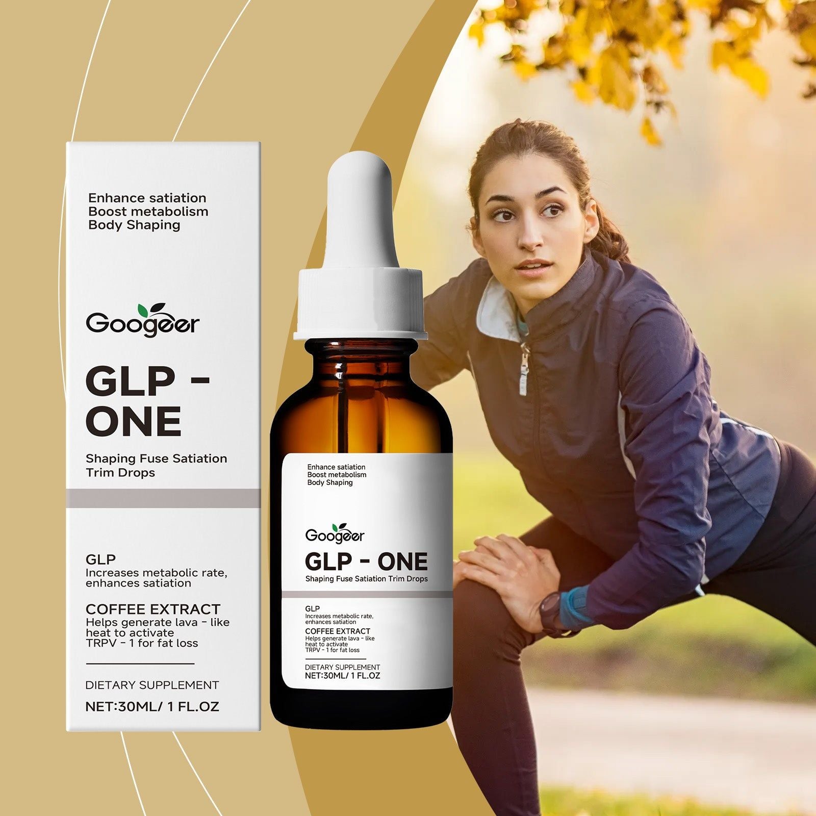Body Care Drops for Shaping, Natural Green Tea & Coffee Extract, Easy to Use, Portable, Personal Care ,30ml