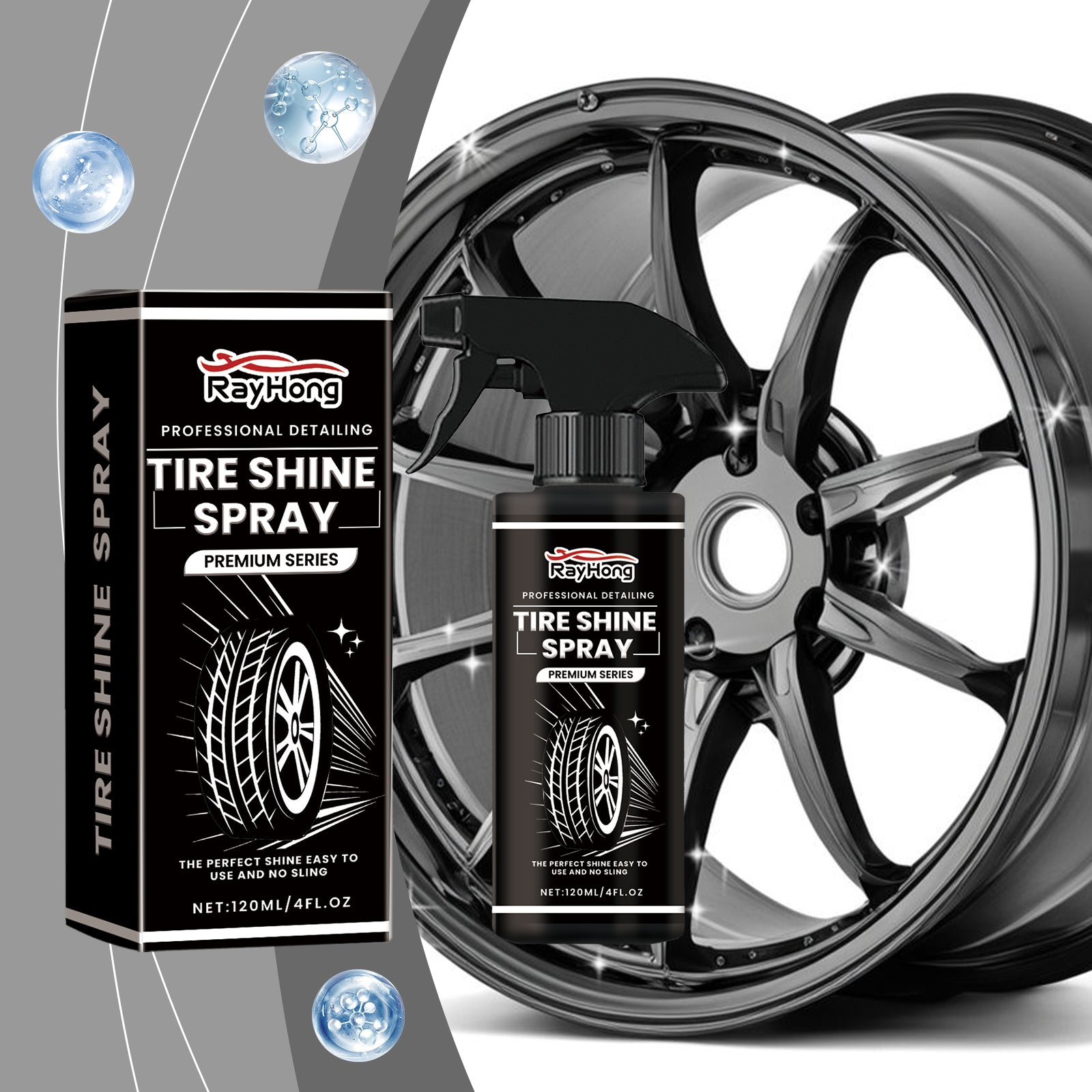 Revive Your Tires with Tire Gloss Spray, Long-Lasting Shine, Easy Curing and Polishing ,120ml