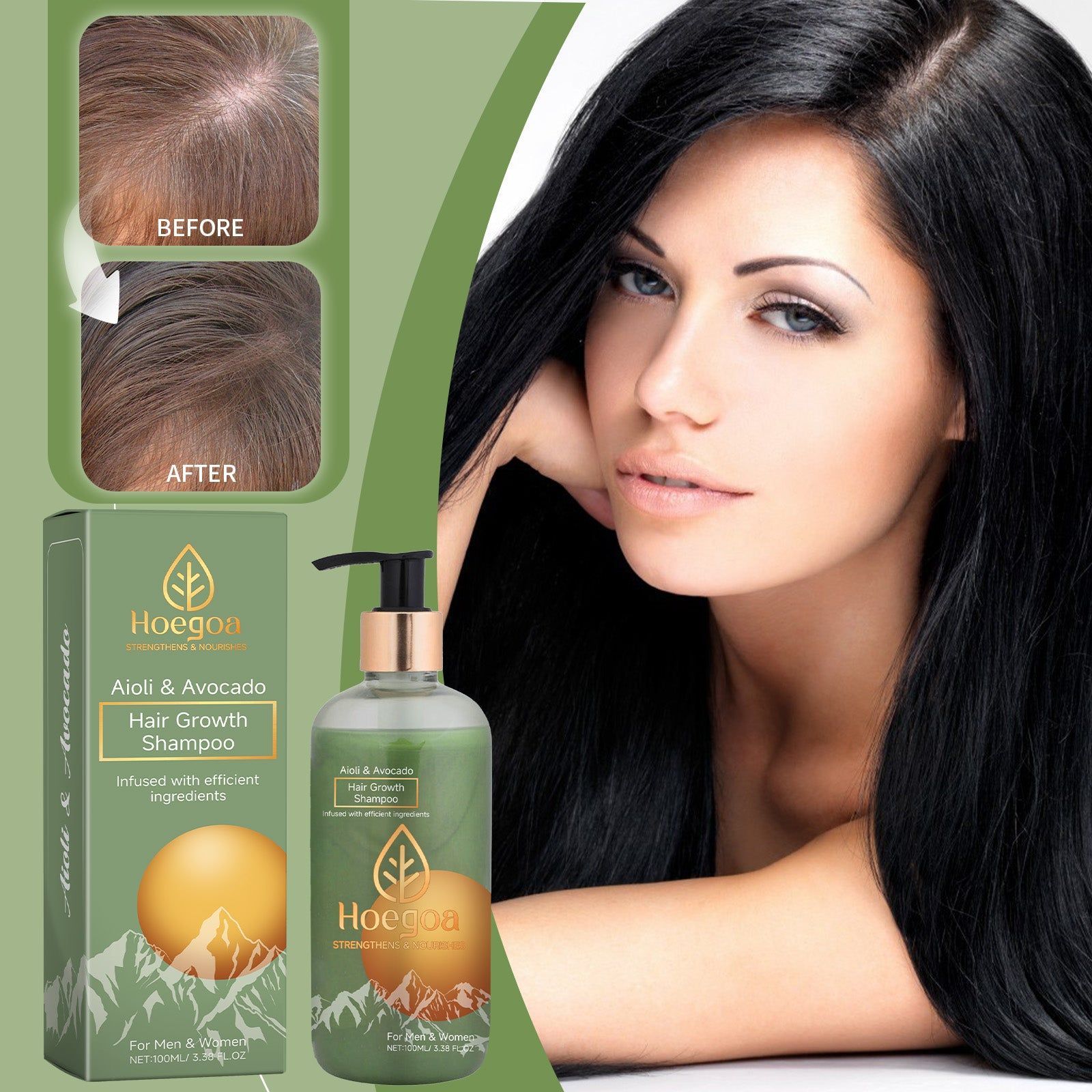 Avocado Shampoo for Strong, Hydrated, Fluffy Hair, Natural Hair Care ,100ml