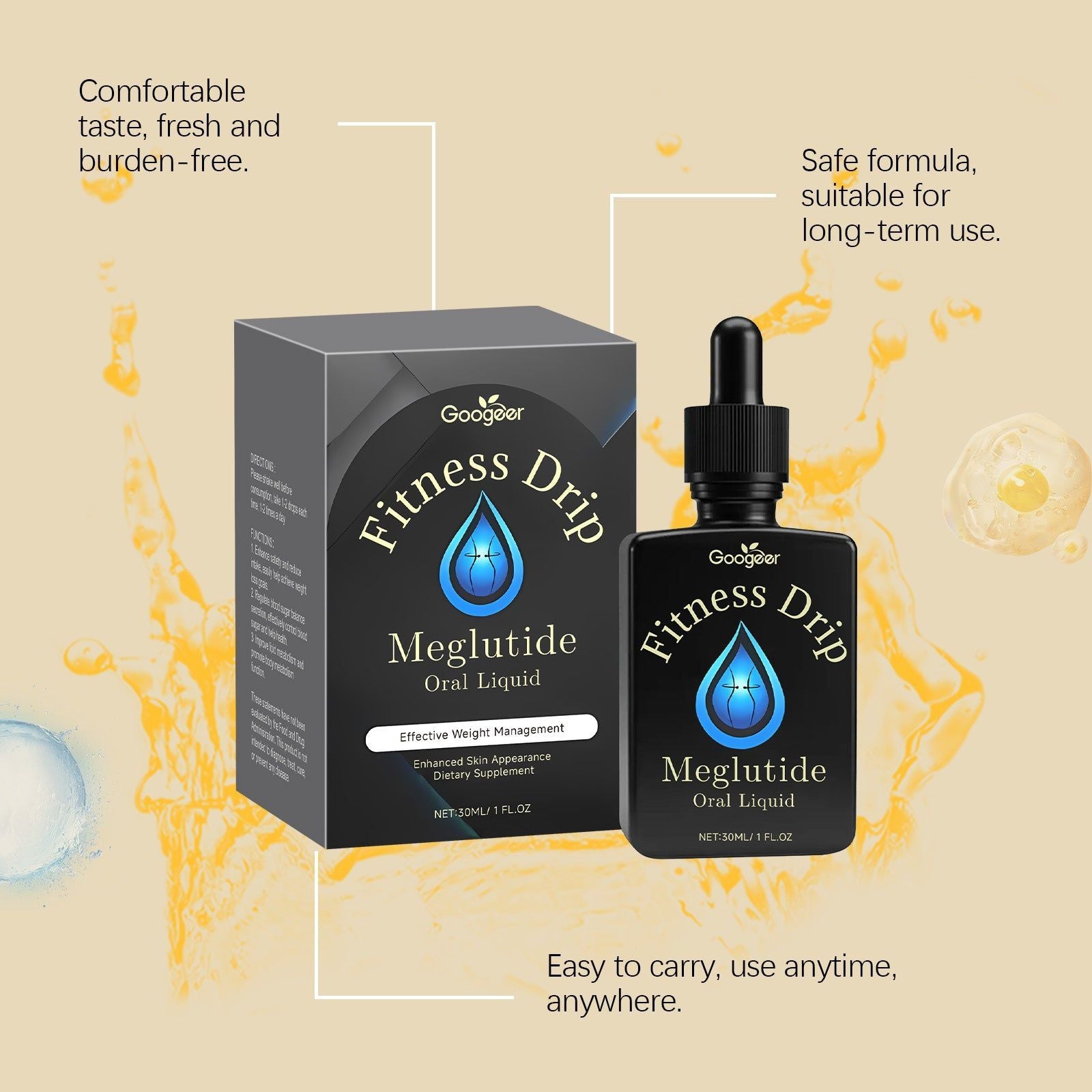 Body Care Oral Liquid, Slimming Herbal Drops, Easy to Use, Fresh Taste ,30ml