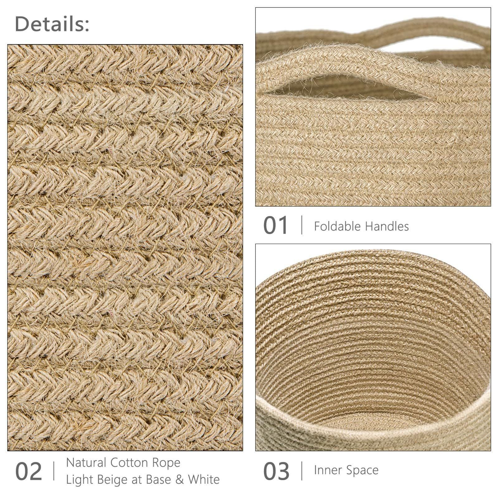Dahey Small Cotton Rope Woven Coiled Basket for Home