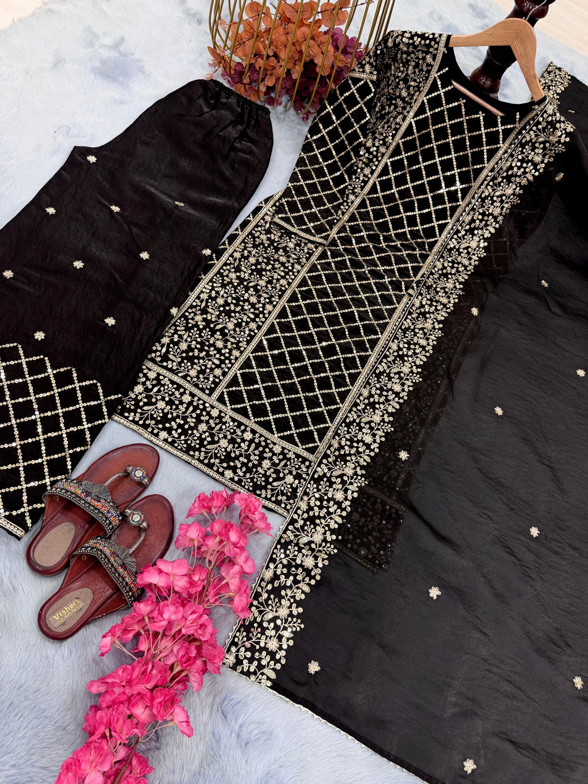 Fab Zone Top Plazzo and Dupatta Designer Party Wear Look