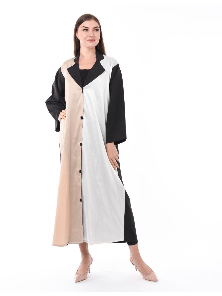 MOiSTREET Coat Style Colorblock Abaya