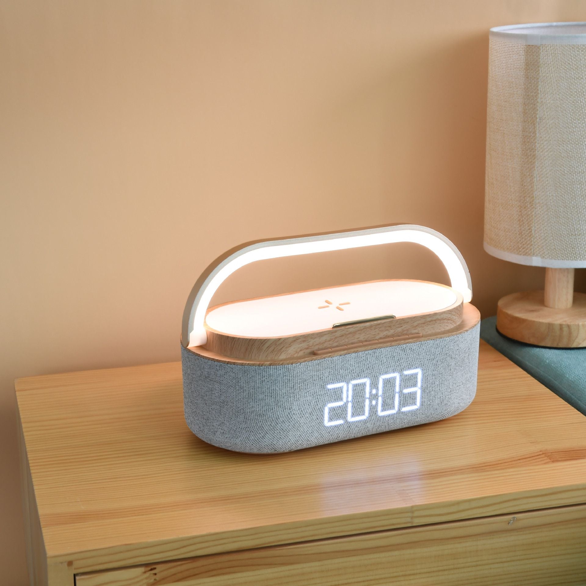 Multifunctional 15W Fast Wireless Charger Clock Bluetooth Speaker Night Light