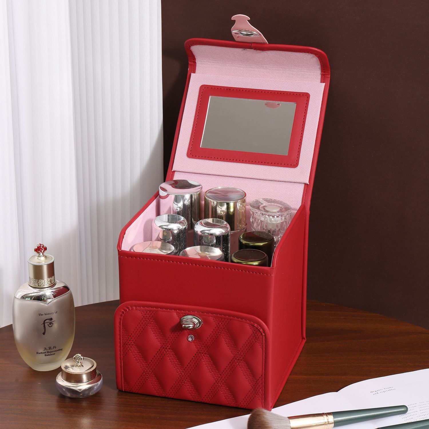Foldable Makeup Storage Case with Handle