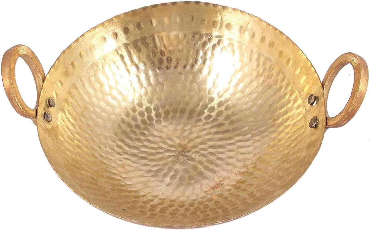 Hammered Brass Kadhai for Cooking 3000ml