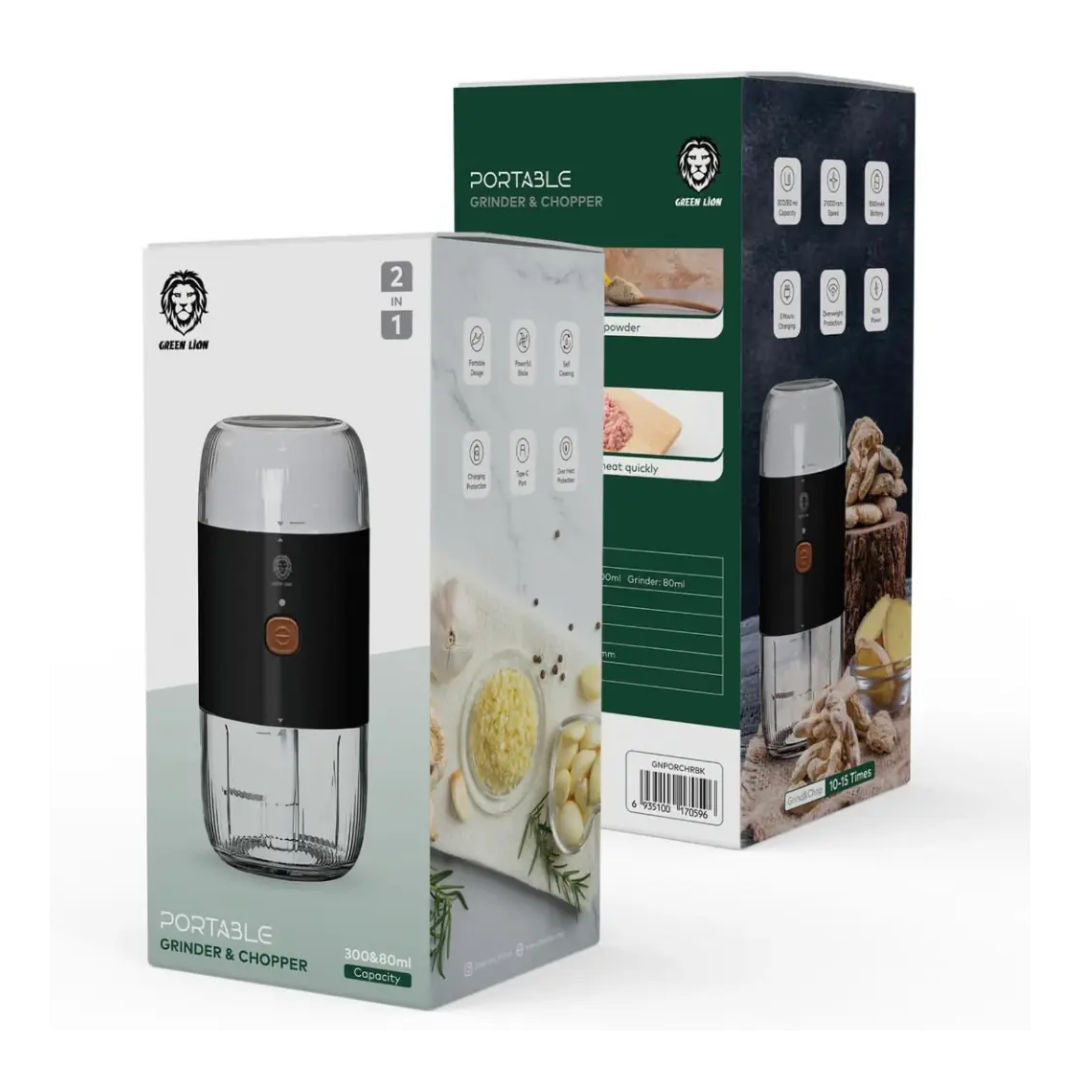 Green Lion Portable Grinder & Chopper, Multi-Function Food Processor, Black