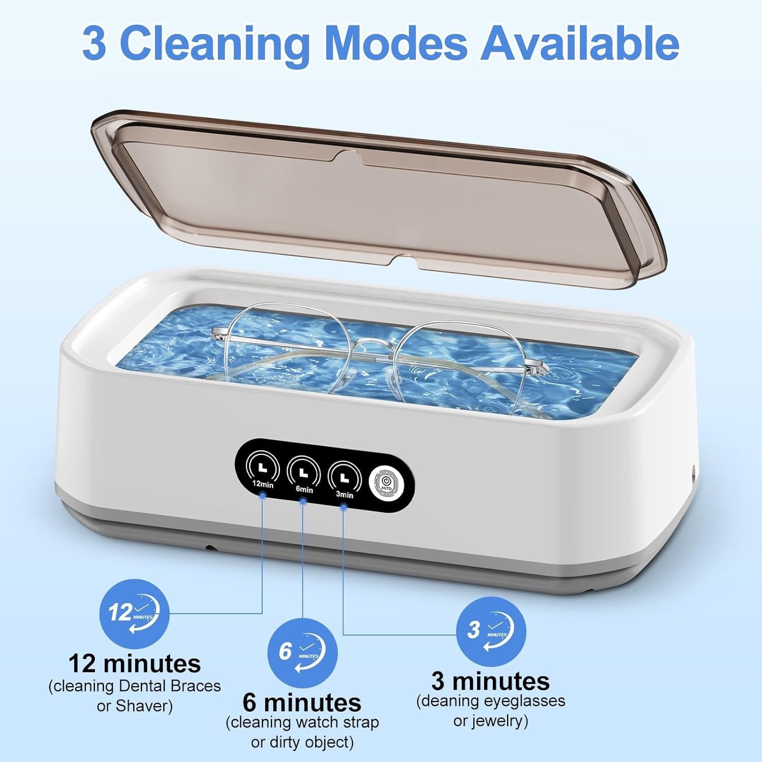 Ultrasonic Jewelry Cleaner for Dentures Eyeglasses Rings Coin Watch Strap